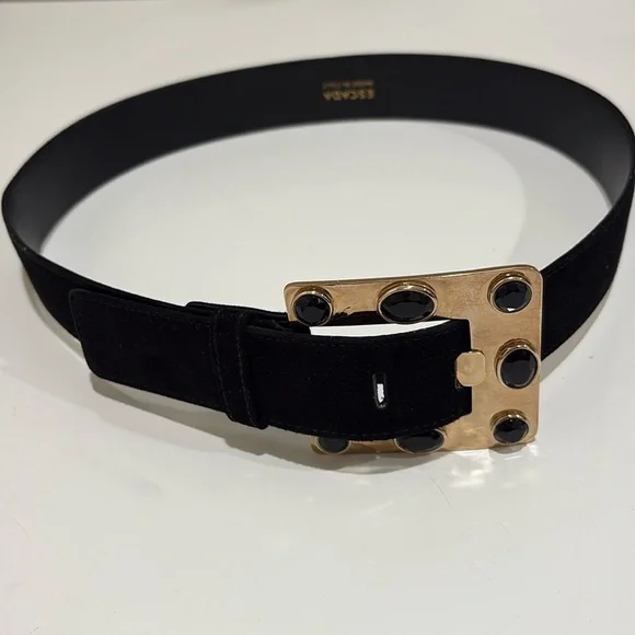 Escada | Accessories | Escada Black Suede Leather Beltgold  display picture 3
